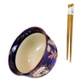 thumbnail image 2 of Mandala Floral Blossoms Purple Ramen Noodles Soup Large 6"D Bowl W/ Chopsticks, 2 of 7
