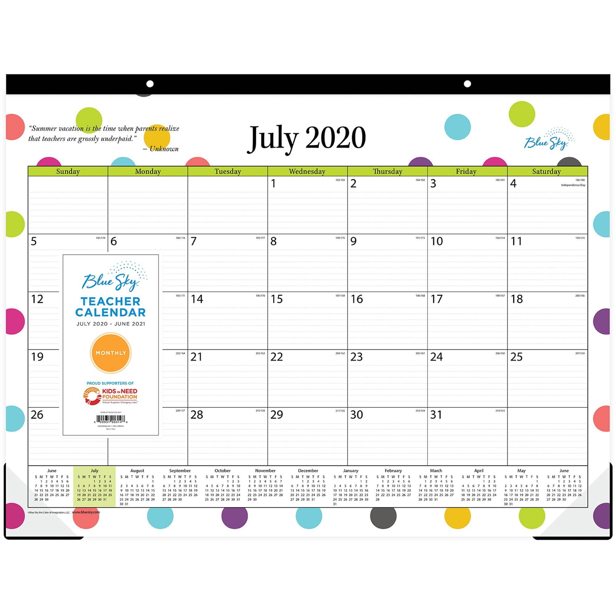 Blue Sky Teacher 2020-21 22' x 17' Desk Pad, Dots
