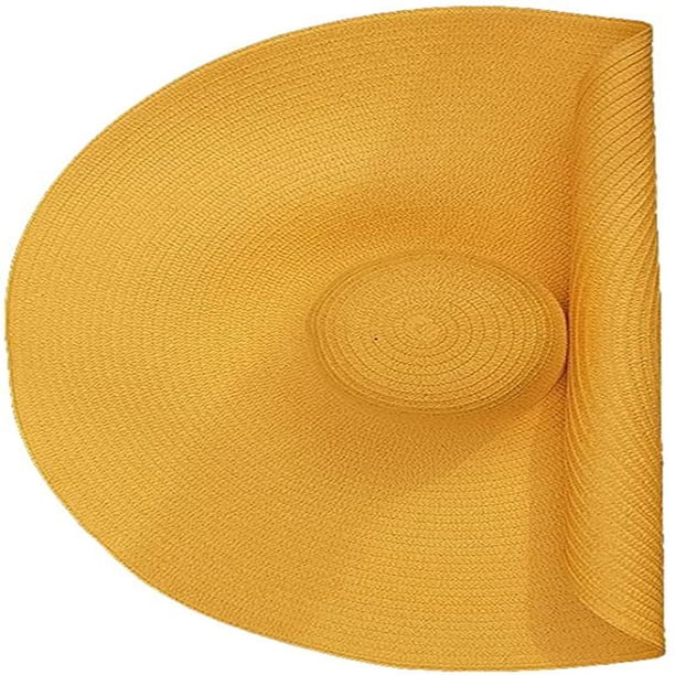 Xiao Hua Sombrero de playa extragrande para mujer, de ala ancha, de paja gigante, plegable y suave, con protección UV (amarillo)