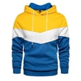 thumbnail image 4 of LZHGirlshop Men's Color Block Pullover Fleece Drawstring Hoodie Long Sleeve Casual Sweatshirt with Pocket,Yellow,3XL, 4 of 5