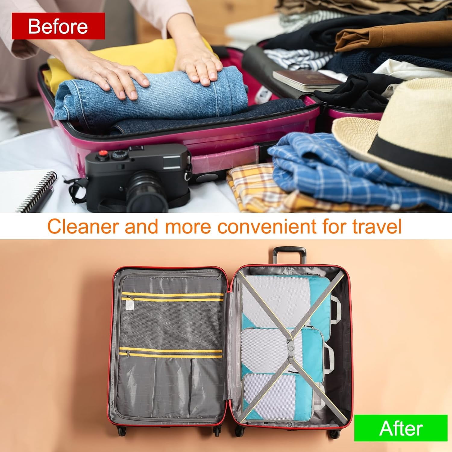 XiHAMA 3pcs Compression Packing Cube for Suitcases Lightweight Luggage Organizers Bag Travel Essentials Compression Bags for Carry on Suitcases
