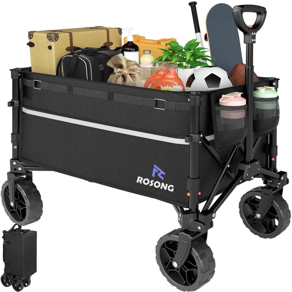 Carrito Utilitario Plegable ROSONG Carro Plegable Negro Resistente 120L