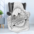 thumbnail image 4 of Charleston Soft Flannel Fleece Blanket, Minimal City Skyline with Dashed Lines and Greyscale Ombre Background, Cozy Plush for Indoor and Outdoor Use, 60" x 80", Black White and Grey, by Ambesonne, 4 of 5