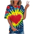 thumbnail image 5 of QUNYINEY Tie Dye Tee Shirts Womens Casual Crew Neck Short Sleeve Tops Going Out Pullover Loose Love Heart Shirts, 5 of 6