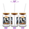 thumbnail image 2 of Happy Halloween Portuguese Water Dog Witch Pumpkins Bats 16oz Glass Cup Mug PWD Portie Fishing Dog Lover Glass Can with Bamboo Lid and Straw - 13012, 2 of 5