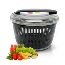 Salad Spinner with Lid, Dingrich 3L Press Type Vegetable Washer Dryer, Lettuce Spinner Drainer Mixer with Bowl and Strainer for Salad Greens, Vegetables, Fruits, Herbs, Berries (Black)