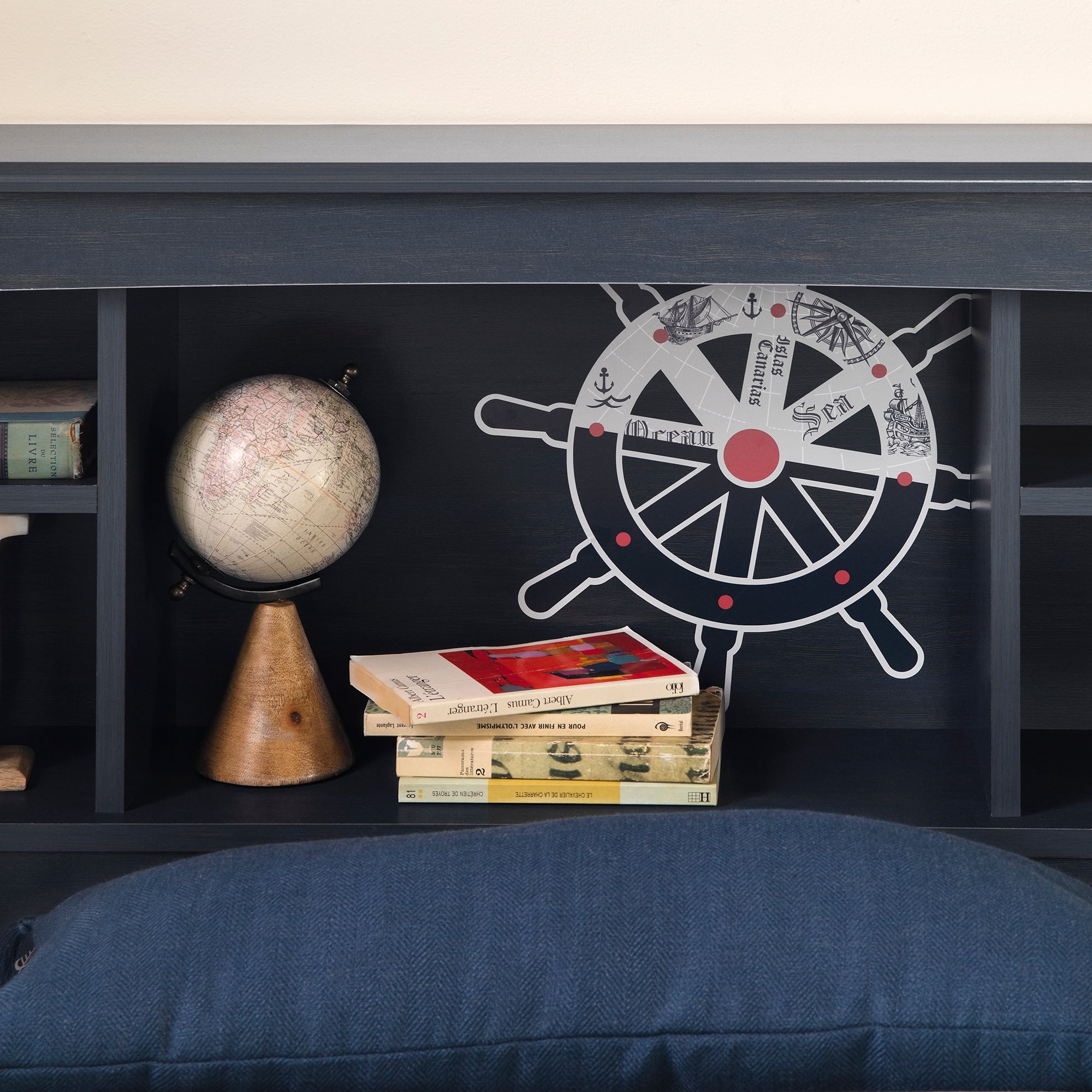 South Shore Navali Bookcase Headboard, Blueberry