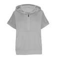thumbnail image 4 of Ahabrexf Womens Tops Oversized Half Zipper Hoodies Short Sleeve Casual Sweatshirts Pullover Tops with Pockets, 4 of 6