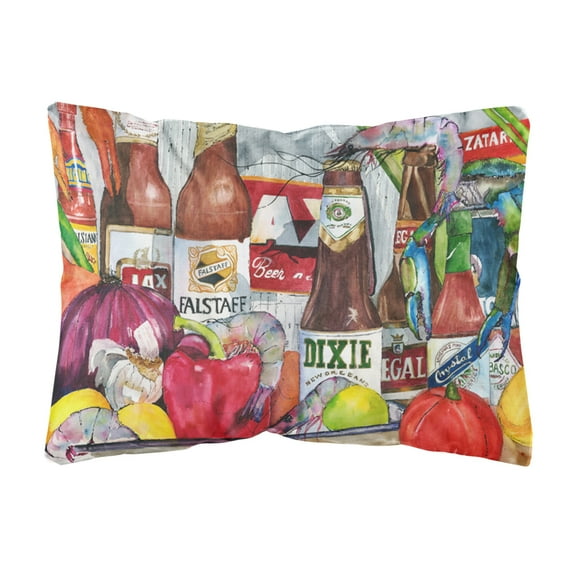 Carolines Treasures 1017PW1216 New Orleans Beers and Spices Decorative Canvas Fabric Pillow, 12H x16W, multicolor