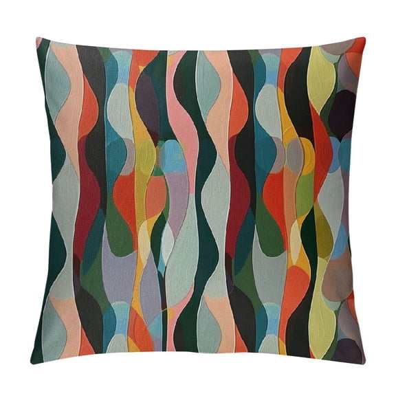 PHYHOO Mid Century Throw Pillow Cushion Cover, Colored Drop Shapes Abstract Symmetrical Grid Greyscale Background, Decorative Square Accent Pillow Case, Pale Blue White