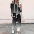 thumbnail image 2 of HAPIMO 2 Piece Sets for Women Gradient Color Hooded Sweatshirt Casual Pullover Top with Elastic Waist Jogger Pant Lounge Set Black M, 2 of 5