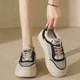 thumbnail image 4 of Zapatillas de deporte vulcanizadas de moda de verano para mujer, zapatos planos de plataforma de color sólido para mujer, cuñas transpirables informales, zapatillas para caminar para mujer, 4 of 4