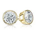 thumbnail image 1 of 1.40 Carat Lab Grown Diamond Stud Earrings in 14k Yellow Gold Round (cttw, I-J, VS1-VS2) Bezel-set, Push-backs by Diamond Wish, 1 of 3