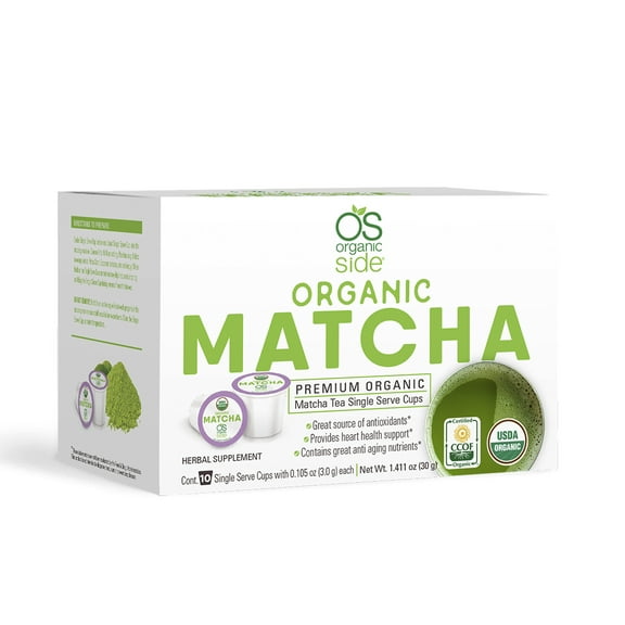 OS Organic Matcha Tea (10 Single serve Cups) Contains Anti-aging nutrients and Antioxidants - Herbal Body Supplements