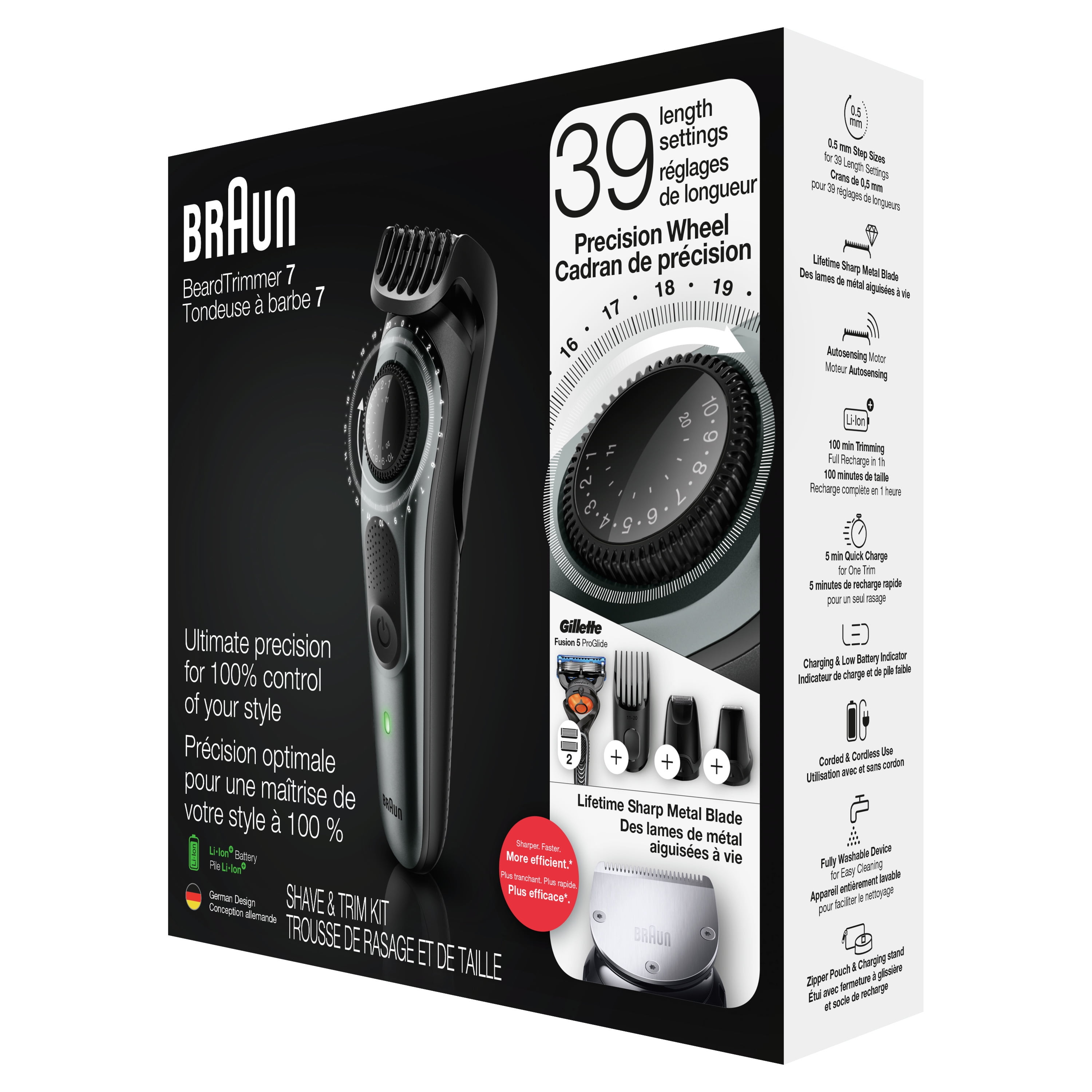 Braun Beard Trimmer Hair Clipper for Men, Black/Grey Metal - Walmart.com