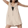 thumbnail image 6 of lcziwo Rompers for Women 2025 Comfy Athletic Workout Sweatshirt Romper Summer Sleeveless Half Zip Up Hooded Tank Jumpsuits with Pockets Prime Sales of The Day Beige XXL, 6 of 9