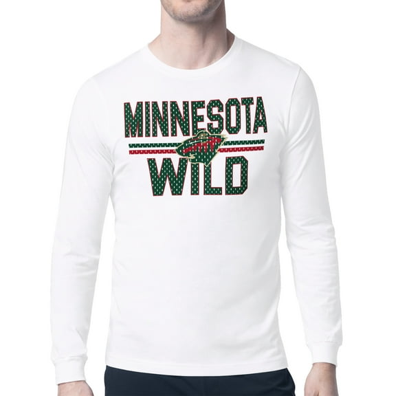 Men's Starter White Minnesota Wild Mesh Look Team Name Long Sleeve T-Shirt