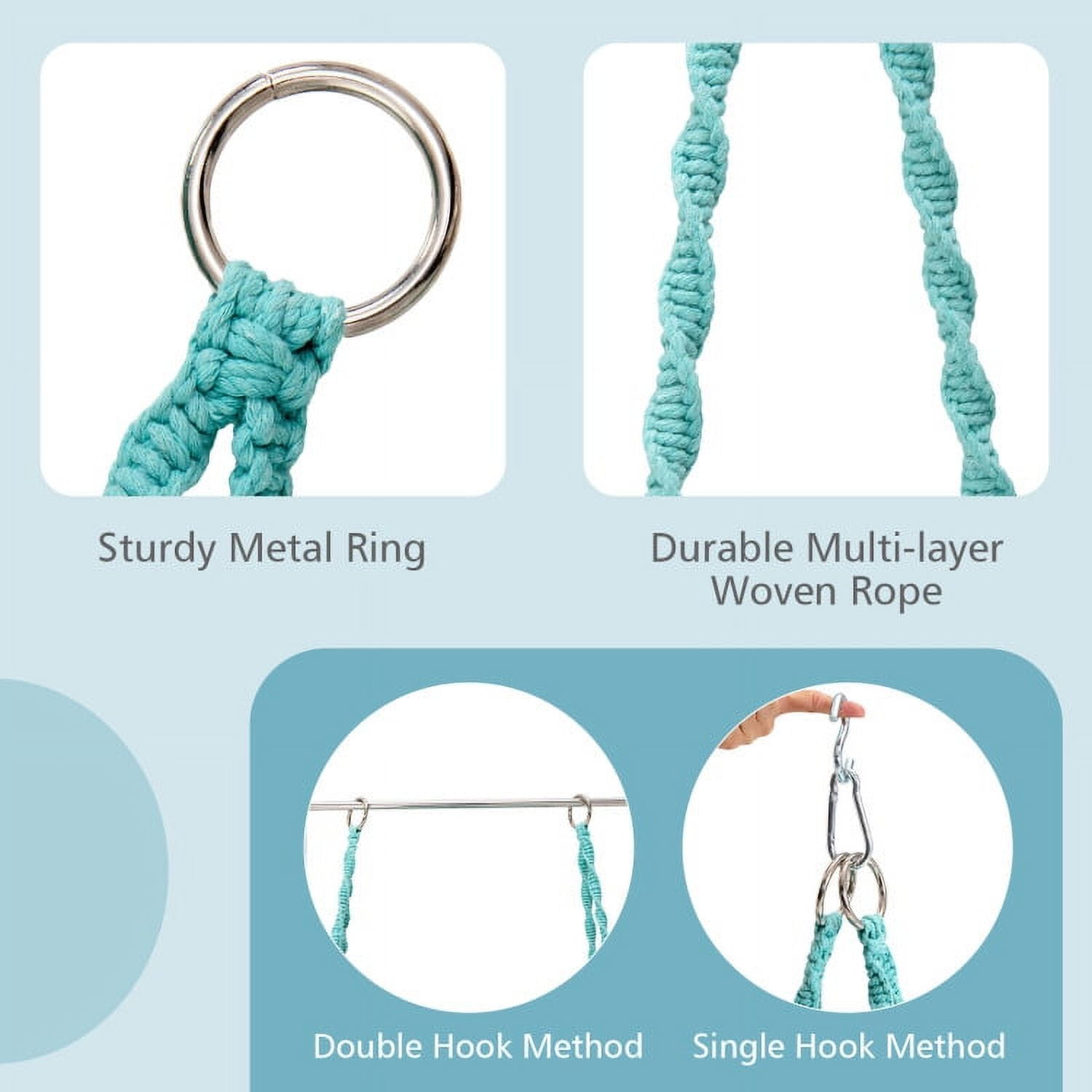 Aimee Lii Cushioned Hammock Swing Chair with Hanging Kit, Comfy Outdoor Chair, Turquoise Aimee Lii Cushioned Hammock Swing Chair with Hanging Kit, Comfy Outdoor Chair, Turquoise