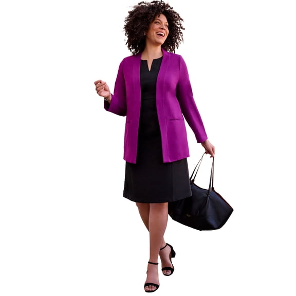 Catherines Women's Plus Size Right Fit Curvy Collarless Blazer