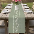 thumbnail image 4 of Green Flower Branch Table Runner 72 Inches, Spring Summer Farmhouse Botanical Bed Runner Dresser Scarves Tabletop for Indoor Outdoor Parties/Ceremony/Banquet, 14" x 72", 4 of 9