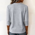thumbnail image 4 of 3/4 length Sleeve Shirts for Women,Soft Stretchy Wrinkle-Free Tops,Casual Crew Neck T Shirt for Work Daily Fall, M, 4 of 6