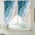 thumbnail image 3 of Blue Teal Beach Coastal Kitchen Window Curtains, Swag Curtains Valance for Bedroom Living Room Bathroom, Summer Nautical Seaside Ocean Rod Pocket Window Curtain Block Drapes 2 Panels 36"x63", 3 of 3