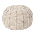 thumbnail image 1 of Puf redondo Ottoman Benzara de punto, algodón, 51 cm, color beige, 1 of 5