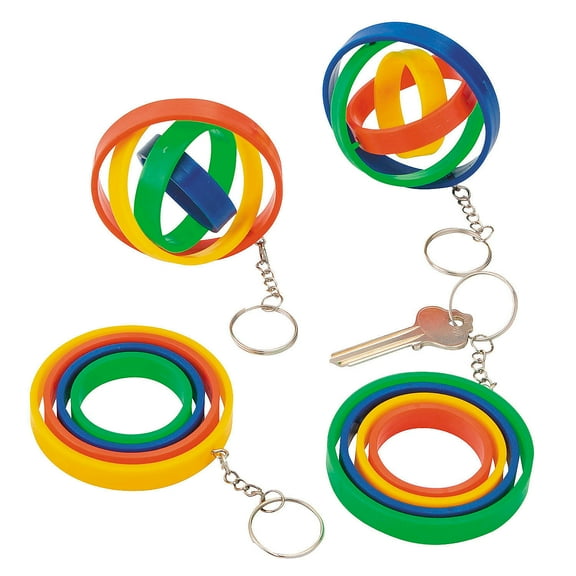 Fun Express 2 1/2" Spinning Gyroscope Plastic Fidget Toy Keychains – 12 Pieces