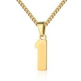 thumbnail image 3 of Gold Number Necklace – Stainless Steel Custom Numeric Pendant, Sports Jersey Style, Unisex Jewelry Gift for Men and Women, 3 of 5