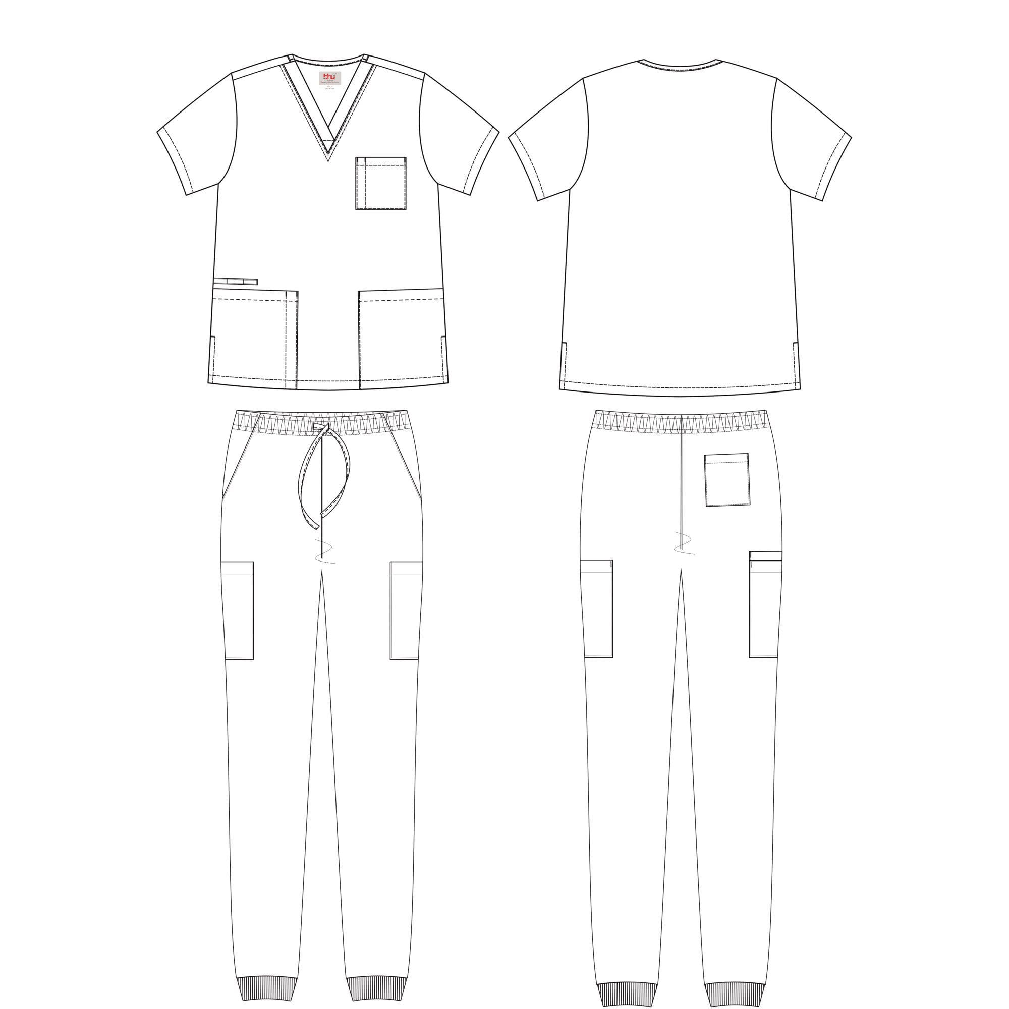 Unisex STRETCH Jogger Scrub Set Solid V-Neck Top Men Women Jogger Nurse Uniform