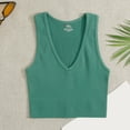 thumbnail image 3 of GERsome Women's Tank Tops Sleeveless Deep V Neck Crop Tops Summer Solid Color Slim-Fit Basic Athletic Workout Yoga Tee Shirts, 3 of 4