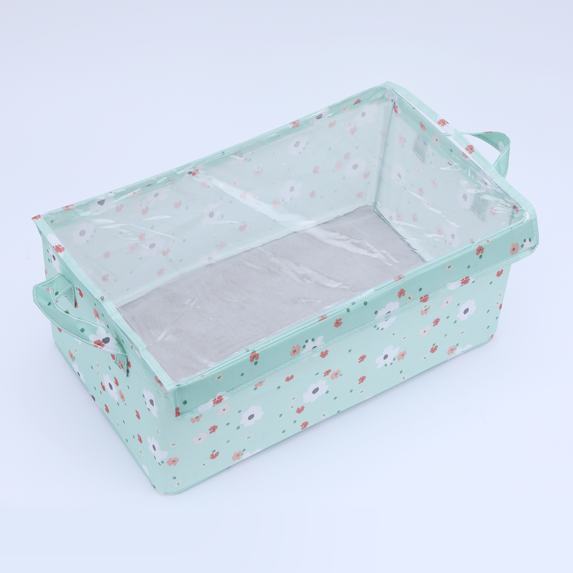 Unique Bargains Fabric Storage Bins with Handles Collapsible Basket Green Not Lids