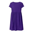 thumbnail image 5 of 2025 Vestido largo de algodón y lino para mujer, con cuello redondo, tallas grandes, corte holgado, color liso, estilo veraniego/OL, 5 of 5