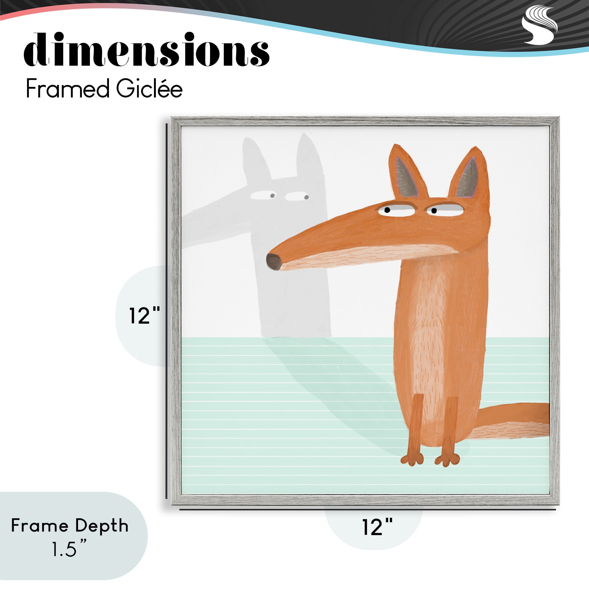 Stupell Industries Whimsical Fox Shadow Gray Framed Giclee Art, design by Carla Daly