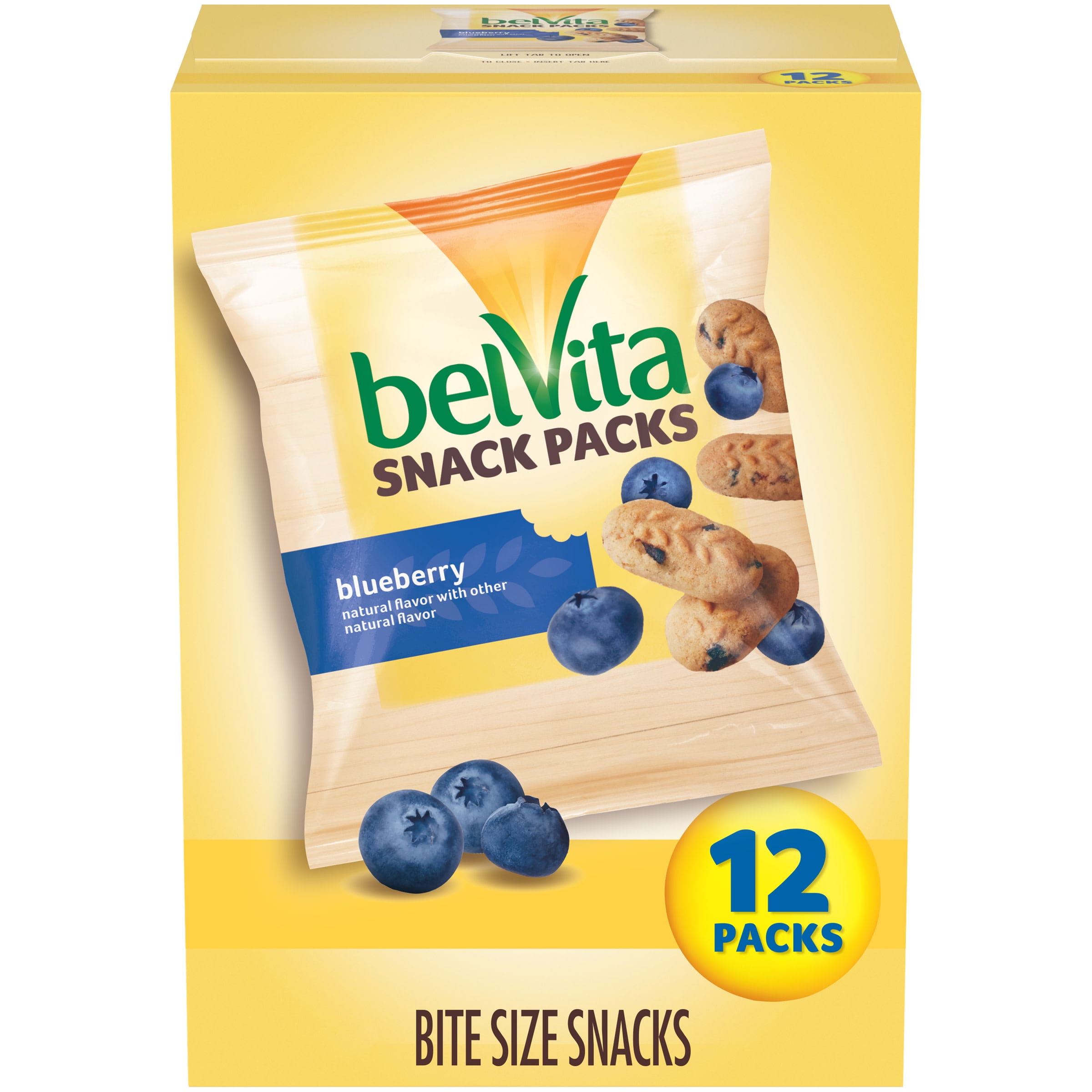 belVita Bites Mini Breakfast Biscuits, Blueberry Flavor, 12 Snack Packs