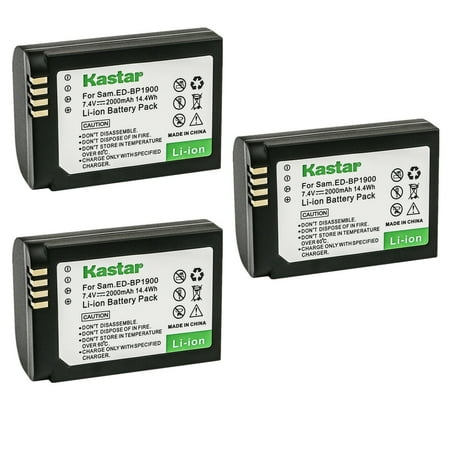 Kastar Battery 3-Pack Replacement for Samsung ED-BP1900 ED-BP1900/US BP-1900 Battery ED-BC4NX03 ED-BC4NX03/US Charger EV-NX1ZZZBZBUS EV-NX1ZZZBMBUS EV-NX1ZZZBQBUS NX1 Smart Wi-Fi 4K Camera