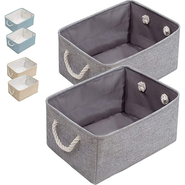 Foldable Fabric Storage Basket Large Storage Box with Cotton Rope