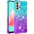 thumbnail image 3 of case for Samsung Galaxy A32 5G（Not 4G） Women Case,Creativity Clear Gradient Quicksand Glitter Flowing Liquid Floating TPU Case Bling Diamond Sparkle Cover for Samsung Galaxy A32 5G JB Bluish Violet, 3 of 14