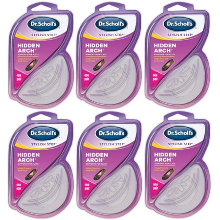 Dr. Scholls Stylish Step Hidden Arch Support For Flats, One Size fits All, 1 Pair, 6 Pack