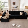 thumbnail image 4 of LUCKHAO 135" L-Shaped Modular Sectional Sofa,Cloud Couch with Chaise,Deep Seat Corduroy Sectional for Living Room & Bedroom,No Assembly Required,Black, 4 of 9
