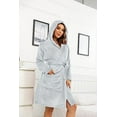 thumbnail image 6 of U2SKIIN Women Hooded Fleece Robe, Short Plush Robes for Womens With Hood Soft Warm Spa Bathrobe（Light Grey-hooded, Large-X-Large）, 6 of 7