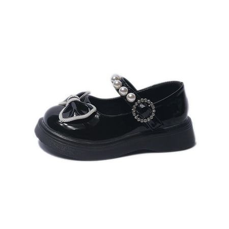 

Colisha Kids Dress Shoes Ankle Strap Mary Jane Sandals Comfort Flats Wedding Non Slip Princess Shoe Bow Black 8C