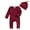 Red, variant on Bagilaanoe Newborn Baby Girls Boy One-pieces Long Sleeve Jumpsuit + Hat Infant Ribbed Romper Casual Clothing