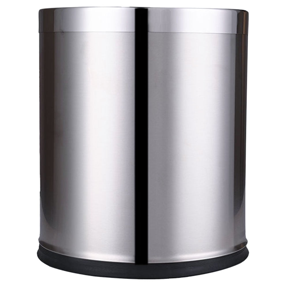 10L Round Trash Can, 2.6 Gallon Stainless Steel Wastebasket Garbage Bin Silver -Overlap Open Top Rubbish Bin for Bathroom, Kitchen, Home, Hotel, Office, School