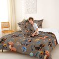 thumbnail image 4 of Homewish Funny Dachshund Dog Full Size Comforter Sets,Pretty Flowers Bedding Comforter Set,Brown,Reversible,3pcs,1 Comforter and 2 Pillowcases, 4 of 7