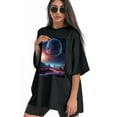 thumbnail image 3 of Plus Size Shirt for Women Black Tops for Women Short Sleeves Shirt for Women Cosmic T Shirt Crewneck Shirt for Women 4XL, 3 of 5