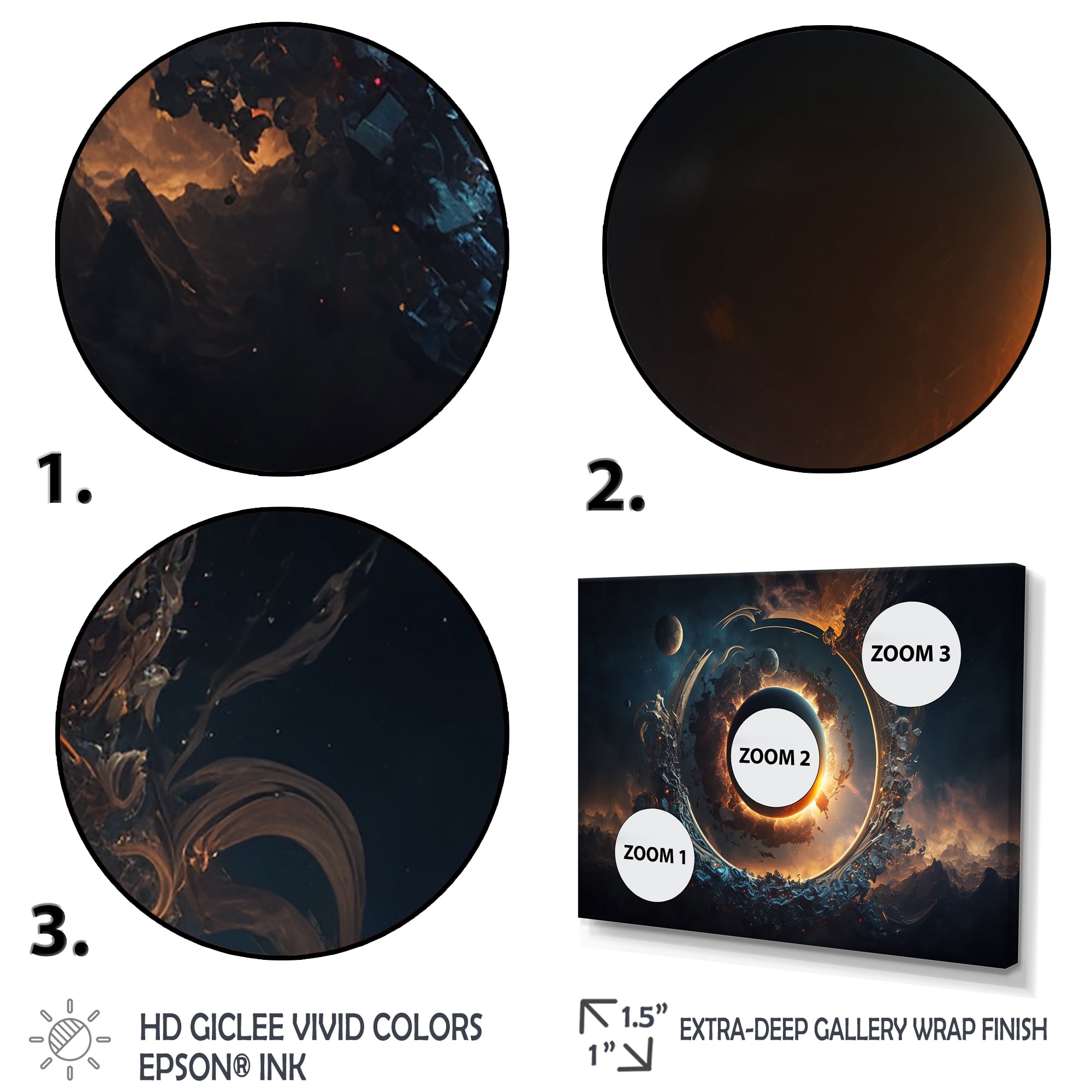 Designart Deep Planet Eclipse II Canvas Wall Art