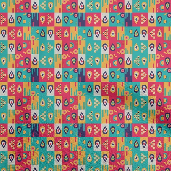 oneOone Polyester Spandex Teal Green Fabric Abstracts Diy Clothing Quilting Fabric Print Fabric By Yard 56 Inch Wide