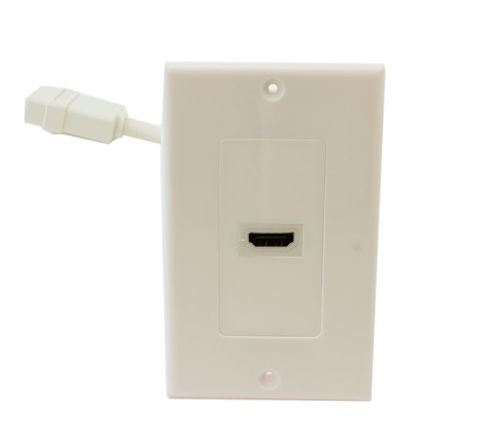 Wall plate HDMI (Single) w/4" Flexible Extension Cable, White