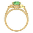 thumbnail image 4 of 2.68 ct Brilliant Round Cut Green Zircon 18K Yellow Gold Halo Solitaire with Accents Engagement Bridal Wedding Ring Band Set size 3.75, 4 of 7